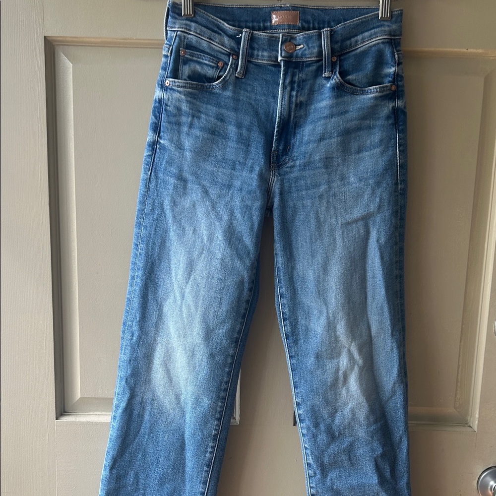 MOTHER Light-Med Wash Straight Leg Jeans